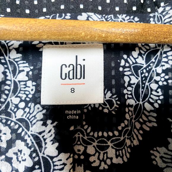 Cabi Open Front Blazer Crop Jacket Polka Dot Ribbon Trim Career Casual - 8 - Picture 5 of 5